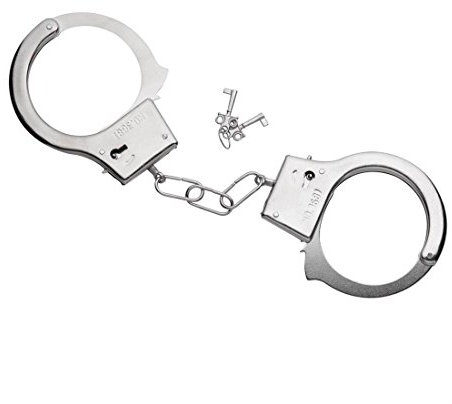 Metall Handfesseln Polizei Handschellen mit Schlüssel Gefangener Hand Schellen Liebes Handfessel Polizeikostüm Häftling Fesseln Sträfling Fasching Bondage Manschetten Junggesellenabschied JGA Junggesellinnenabschied Deko Accessoire Karneval Kostüm Zubehör