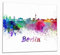 Wallario Herdabdeckplatte/Spritzschutz aus Glas, 2-teilig, 60x52cm, für Ceran- und Induktionsherde, Städte als Aquarell - Skyline von Berlin