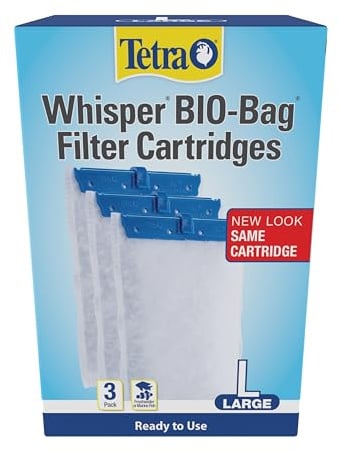 Tetra Whisper Bio-Bag Large Filter Cartridges for Aquariums, 3 Count, Ready to Use, Fits Tetra Whisper Fish Tank Filters 10-30 Gal, 20-40 Gal, PF-20, 30, 40, 60, IQ 20, 30, 45, 60