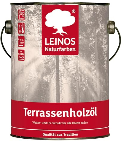LEINOS Terrassenholzöl 236 | 2,5 Liter | Farbton: Bräunlich | Hochwertiges Holzöl für Außen | Für Terrassen, Zäune | Tiefer Holzschutz & Leichte Anwendung