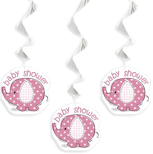 Unique Party 41672 - Hanging Pink Elephant Baby Shower Decorations, Pack of 3