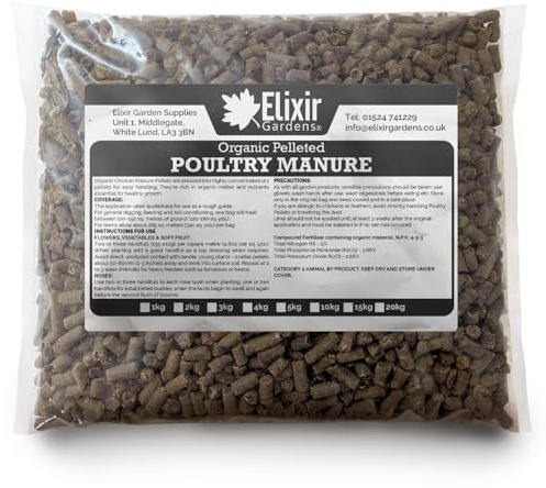 Elixir Gardens Poultry Manure Pellets 10Kg Fertilizer | Treats up to 28sqm per kg