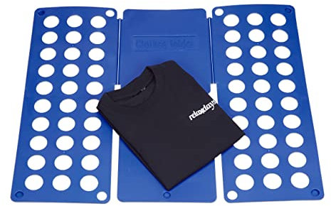 Relaxdays 3X Faltbrett Wäsche, Wäschefalter, Hemdenfalter, große Falthilfe, Faltsystem platzsparend, HBT 0,5 x 70,5 x 59 cm, blau