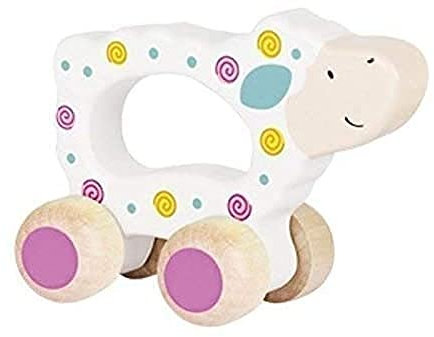 Goki 55906 Animales para empujar, Tortuga y oveja Ziehspielzeug, braun