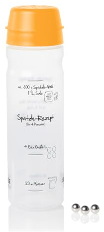 Das Original - Spätzle-Shaker für 4 Portionen (875ml orange) Selbstgemachte Spätzle mit unserem Spätzlemaker - Spätzleshaker die Alternative zur Spätzlereibe, Spätzlepresse, Spätzlesieb, Spätzlehobel