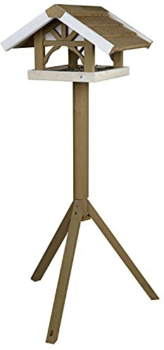 Trixie 55802 natura Futterhaus mit Ständer, 45 × 28 × 44 cm/1,25 m, grau/weiß