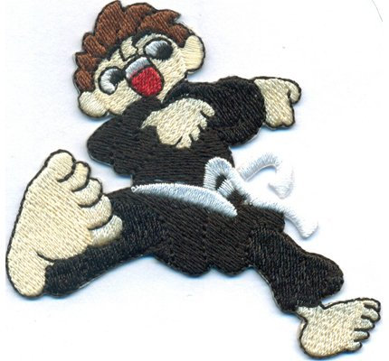 Karate Kämpfer Fighter Gürtel Comic Kindertraining Aufbügler Aufnäher Abzeichen