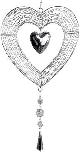 formano XXL Deko Fensterhänger Girlande Herz 25 cm Metall Mobile Silber