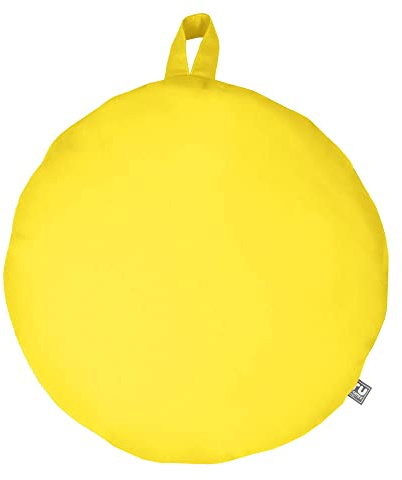 rucomfy Outdoor Kids Smarty Cushion Beanbag - Water Resistant - Yellow | Garden Play Childrens Floor Bean Bag - Carry Handle Strong Stitching - Pre-Filled Water Resistant Fabric - 70x70cm