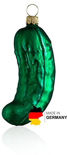 Glas Weihnachtsgurke groß, matt grün | aus der Glasbläserregion Lauscha | die Gurke für den Weihnachtsbaum als Baumschmuck | American Pickle, Christbaumgurke, Glasgurke Weihnachtsdeko 9,5 cm