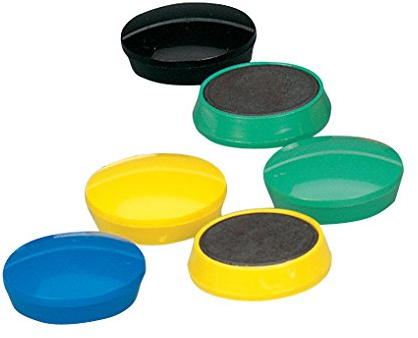 5 Star Office Magnets 30mm Assorted Colours Pack of 10 Strong Plastic Covered Fridge Whiteboard Noticeboard