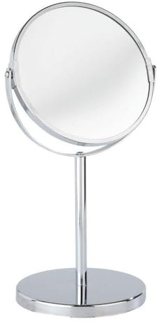 WENKO Kosmetik-Standspiegel Assisi Ø 17 cm schwenkbarer Schminkspiegel mit 3-Fach Vergrößerung Chrom