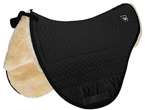 Werner Christ ® Champ für Baumlose Sättel & Endurance Sättel aufpolsterbares Lammfellpad, Sitzbereich aus echtem Fell, für Sommer und Winter, in schwarz, Größe Warmblut