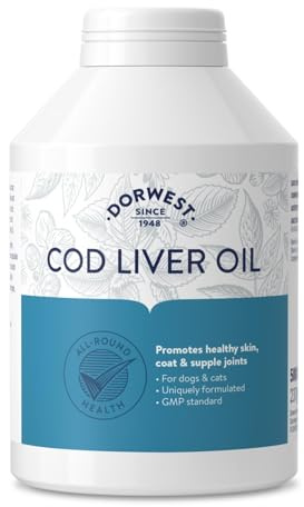 Dorwest Herbs Cod Liver Oil Capsules for Dogs and Cats 500 Capsules