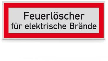 Hinweisschild „Feuerlöscher für elektrische Brände“ – PVC-Folie, selbstklebend – Maße: 21,0 x 7,4 cm – Aufkleber für die Feuerwehr – Brandschutz Sticker – SafetyMarking