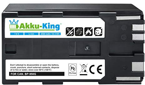 Akku-King Akku kompatibel mit Canon BP-950, BP-950G - Li-Ion 4500mAh - für C2, DM-MV1, ES-50, ES-60, FV1, G-10Hi, XF100, XL1S, V520