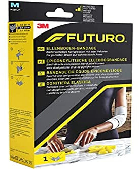 FUTURO Ellenbogen-Bandage, Größe M (25,4 - 27,9 cm) – Anatomisch mit Kompressionsriemen, Atmungsaktiv, bei Ellenbogengelenkschmerzen, Tennisarm, für den Sport und im Alltag