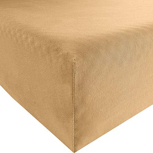 Erwin Müller Spannbettlaken Freising Elasthan-Jersey-Stretch - dehnbar, antipilling, bügelfrei, Rundumgummi - beige Größe 80x200 cm - 80x220 cm