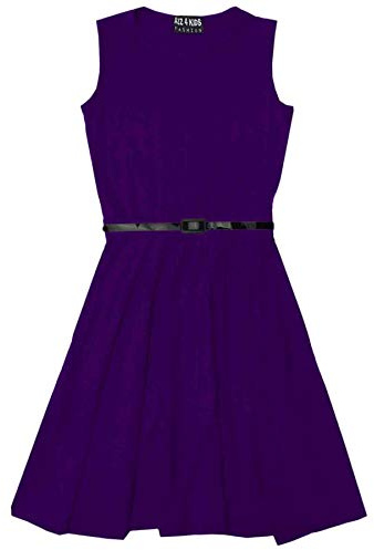 A2Z 4 Kids Girls Skater Dress Party Fashion Dresses with Free Belt Summer Dress Round Neck Flared Dresses Party Dress 2-13 Years