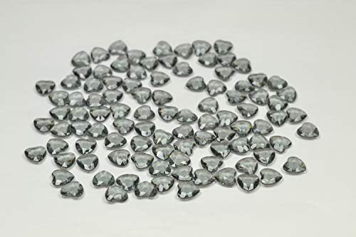 Creativery 100 Dekosteine Herzen 1,2 cm (grau - Silber 077) // Streudeko Tischdeko Kunststoffherzen Steine PVC Acryl 12mm