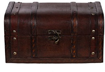 Truhe HD 86002 Holztruhe, Schatzkiste, Piratenkiste, Kleinmöbel, Antikoptik, Maritim, Deko, Hochwertig, Kolonialtruhe, Kolonialstil, Holzbox Mit Ornamenten 30 x 20 x 15 cm