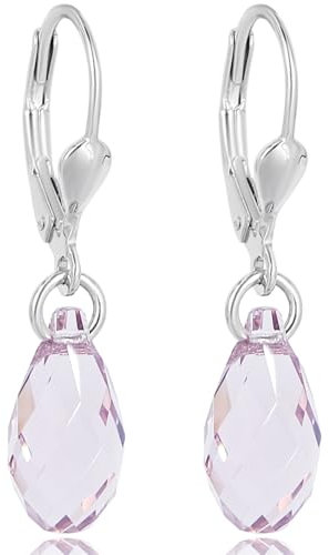 Ohrringe Ohrhänger Marken Kristallen 925 Sterling Silber Violett Light Amethyst NOBEL SCHMUCK