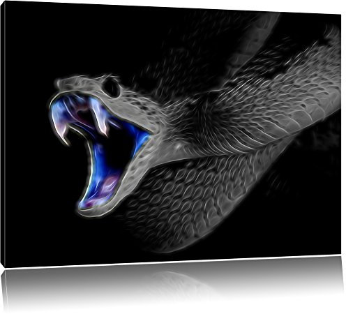 Pixxprint Dark Majestätische Schlange, Natur, Größe: 100x70cm, Leinwandbild, fertig gespannt, Wandbild, Dekoration, Kunstdruck, kein Poster