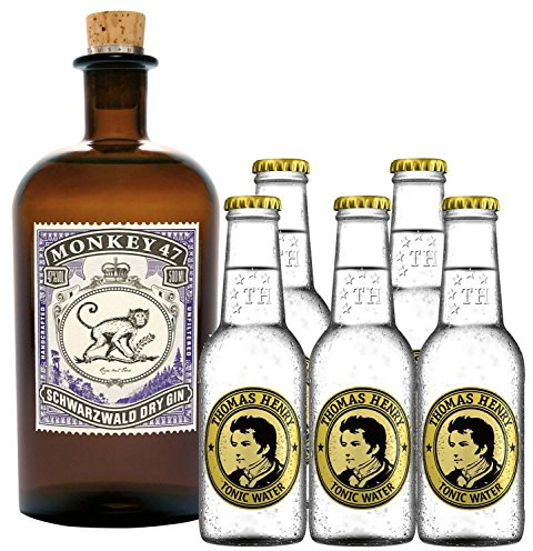 Monkey Gin 1 x 0,5 Liter & 5 x Thomas Henry Tonic 0,2 Liter Set