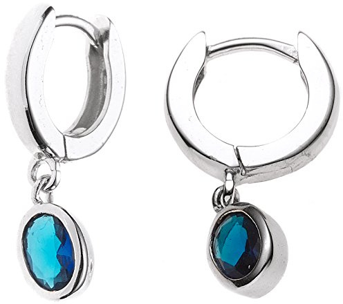 Jobo Damen-Creolen aus 925 Sterling Silber mit Zirkonia oval blau