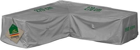 Mehr Garten Abdeckung Gartenmöbel Winterfest Lounge L-Form, 270x270x80 cm, grau, Oxford 600D Gewebe, Abdeckplane Gartenmöbel wasserdicht, UV-beständig und wetterfest