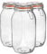 Argon Tableware Glass Jar with Airtight Metal Clip Lid - 2000ml/70.3oz - 3 Pack - 4 Colour Seals - Extra Large Storage Container Round Preserving Jar for Pickling, Chutney, Jam, Coffee, Biscuit