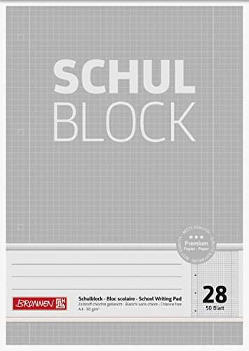 Brunnen Schulblock Premium 90g 50 Blatt gelocht kariert Randlinien Lineatur 28