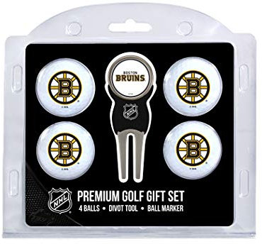 Team Golf NHL Boston Bruins 4 Golf Ball And Divot Tool Set Regulation Size Golf Balls (4 Count) & Divot Tool with Removable Double-Sided Magnetic Marker