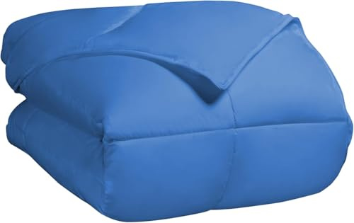 Superior Classic All-Season Reversible Down Alternative Comforter, Comfy, Fluffy, Cozy, Lightweight, Decorative, Duvet Insert, Plush, Oversized Bedding Essential, Box Quilt Design, Twin, Aster Blue