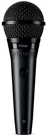 Shure Paquete de micrófono Vocal dinámico cardioide PGA58BTS, con micrófono PGA58, Soporte de micrófono para trípode, Cable XLR a XLR, Clip para micrófono, Bolsa Protectora