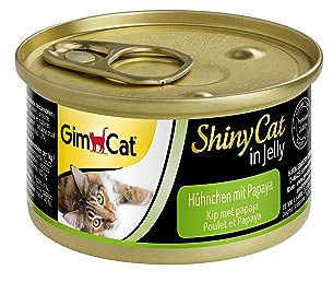GimCat ShinyCat in Jelly Hühnchen mit Papaya - Nassfutter mit Fleisch und Taurin für Katzen - 24 Dosen (24 x 70 g)