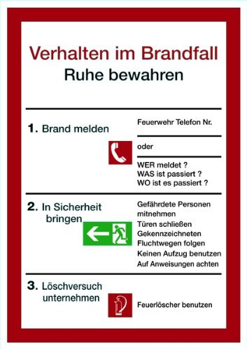 LEMAX® Aushang, Verhalten im Brandfall Kunststoff weiß/schwarz/Randfarbe: rot 210x297mm