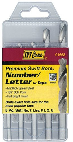 IVY Classic 01668 5-Piece Number/Letter Drill Set, M2 High-Speed Steel, 135-Degree Point, Sturdy Plastic Case