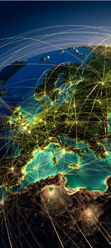 wandmotiv24 Türtapete Vernetztes Europa TT184 90x200cm Tapete Technik Internet Modern