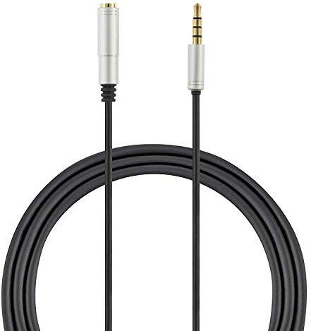 AGS Retail Ltd Compatible Audio Cable for Bose, Sennheiser, AKG Headphones & More– 1.7 m Black AUX Cable, 4-Pole Tip-Ring-Ring-Sleeve Connectors | Audio and Video Accessories