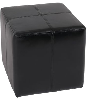 Mendler Sitzwürfel Hocker Sitzhocker Onex, Leder + Kunstleder, 36x36x36cm FSC®-Zertifiziert - schwarz