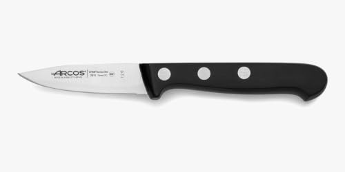 Arcos Schälmesser mit Nieten aus Edelstahl - Küchenmesser für Obst und Gemüse Schälen - Ergonomischer Griff aus Polyoxymethylen, Klinge 80 mm - Schwarz, Serie Universal | Küchenmesser zum Schälen von Obst und Gemüse. Ergonomischer Griff aus Polyoxymethylen (POM), Schwarz.