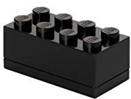 Room Copenhagen, LEGO Mini Box - 1.8 x 3.6 x 1.7 in - Brick 8, Black