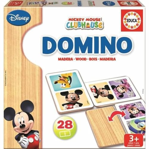Educa - Lernspiel, Domino, Mickey Minnie, 28 Teile Stück Holz (16037)