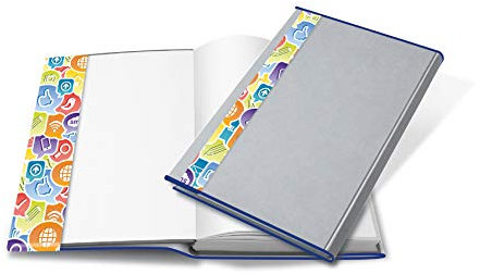 HERMA 26270 Buchumschlag 27 x 54 cm HERMÄX Design Social Icons, Buchhülle mit Beschriftungsetikett und Kantenschutz aus abwischbarer Polypropylen-Folie, Buchschoner für Schulbücher, transparent