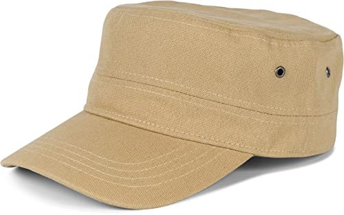 styleBREAKER Unisex Military Cap aus Baumwoll-Canvas | Army Cap mit gebogenem Schirm | verstellbare Schirmmütze für Damen und Herren, Farbe:Khaki