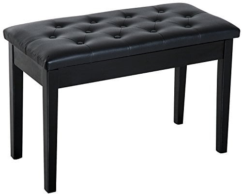 HOMCOM Faux Leather Piano Stool Makeup Stool Bench Dressing Table Seat with Storage 76x36x50cm, Black