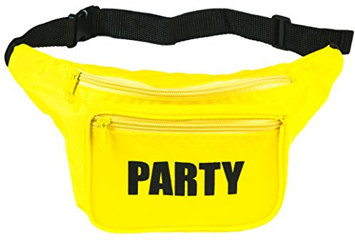 Funny Guy Mugs Premium 80's Neon Style Fanny Packs (Multiple Styles Available), Yellow Party, One size