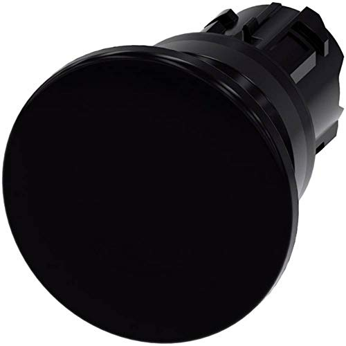 Siemens 3SU1000-1BD10-0AA0 Mushroom Pushbutton, 22mm, Round, Plastic, Black, 40mm, Momentary Contact Type, White