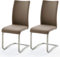 möbelando Schwingstuhl Stuhl Schwinger Esszimmerstuhl Freischwinger Echtleder Muvo II (2er Set) (Cappuccino)